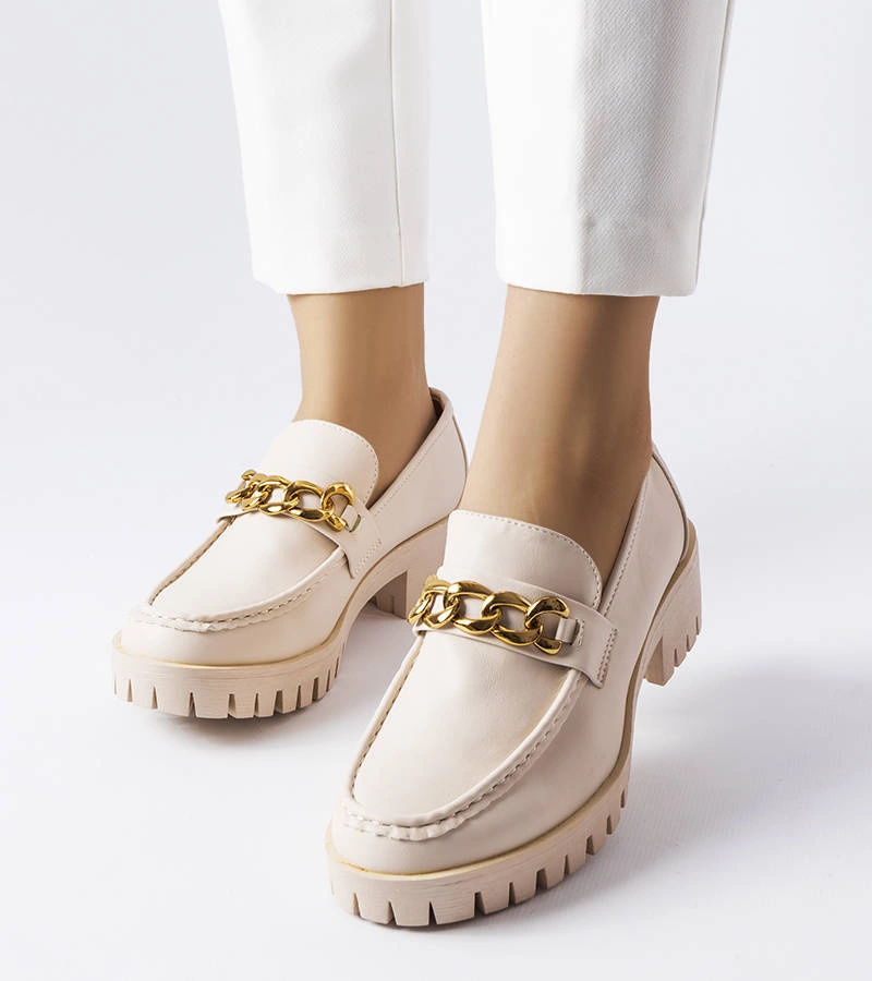 Béžové mokasíny na traktorové podrážce Faiz