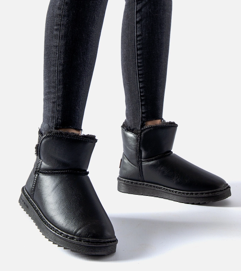 Černé zateplené sněžné boty z eko-kože Kaufman