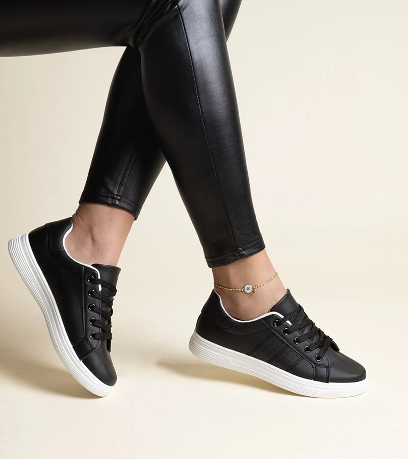 Černé tenisky z eko kůže Cathleen