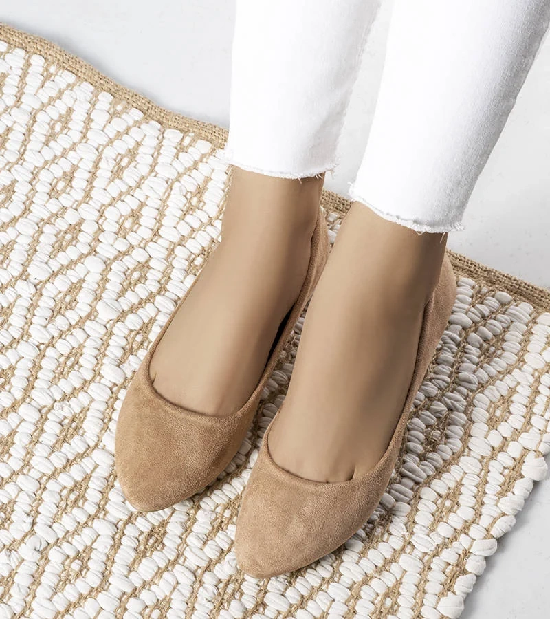 Béžové baleríny z eko semiše Logan