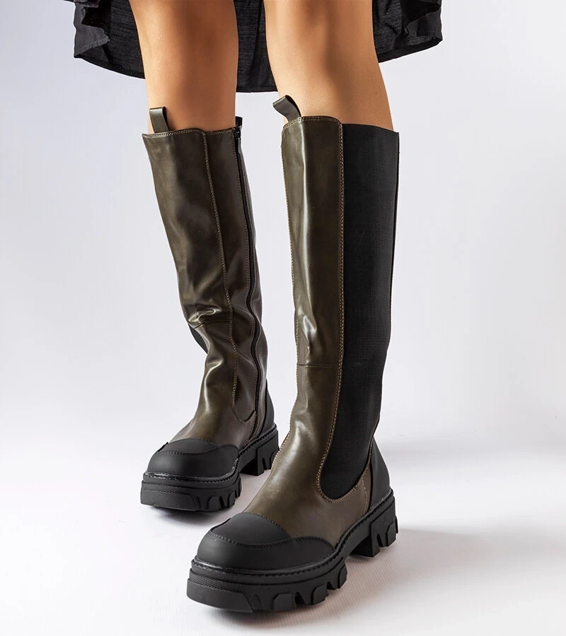 Zelené vysoké boty Pasquale