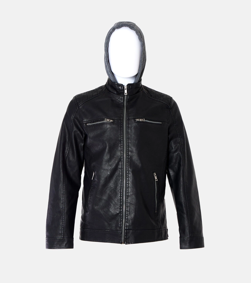 Černá pánská bunda s kapucí Martines