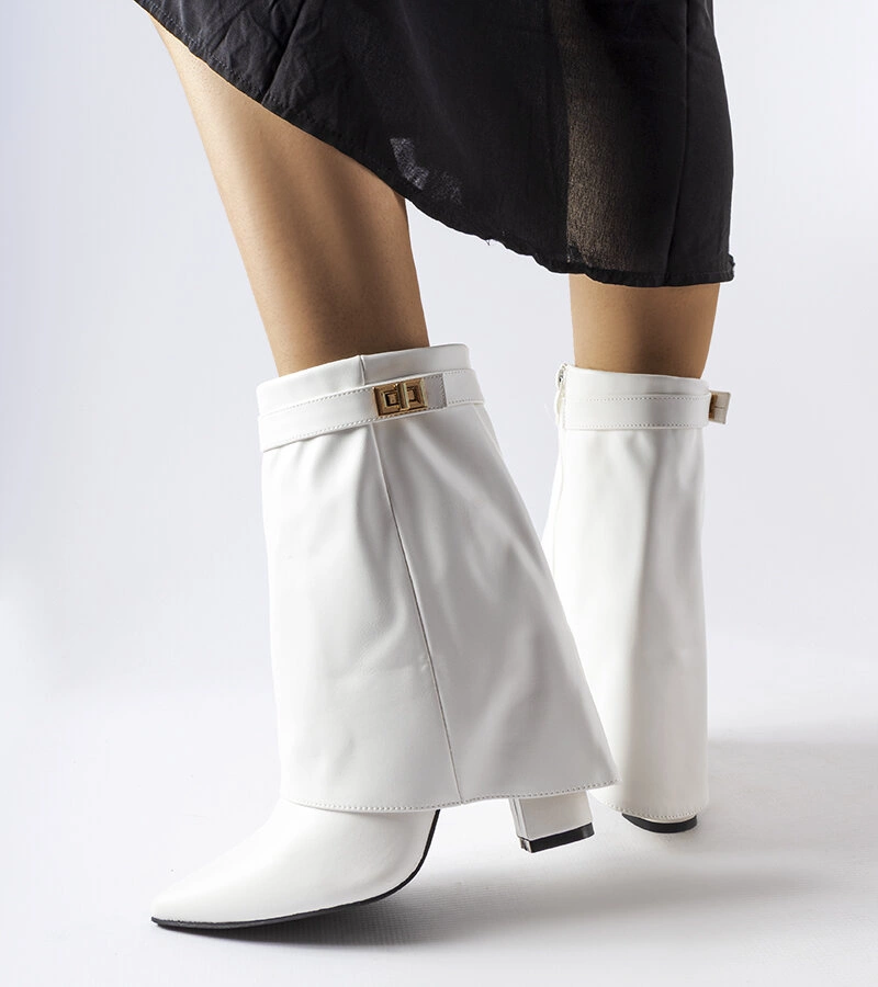 Bílé kozačky s ohrnutým holeněm Aya