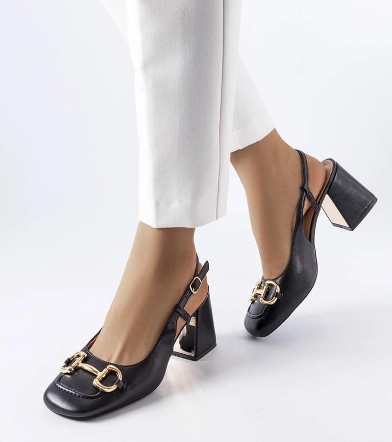 Černé sandály Parrish na širokém podpatku