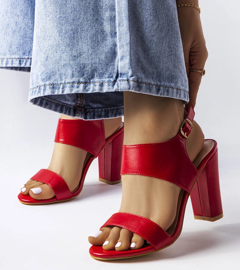 Červené sandály Rachelle na jehlovém podpatku