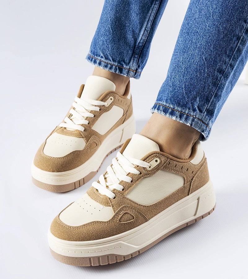 Bežovo-bílé tenisky na platformě Pomona