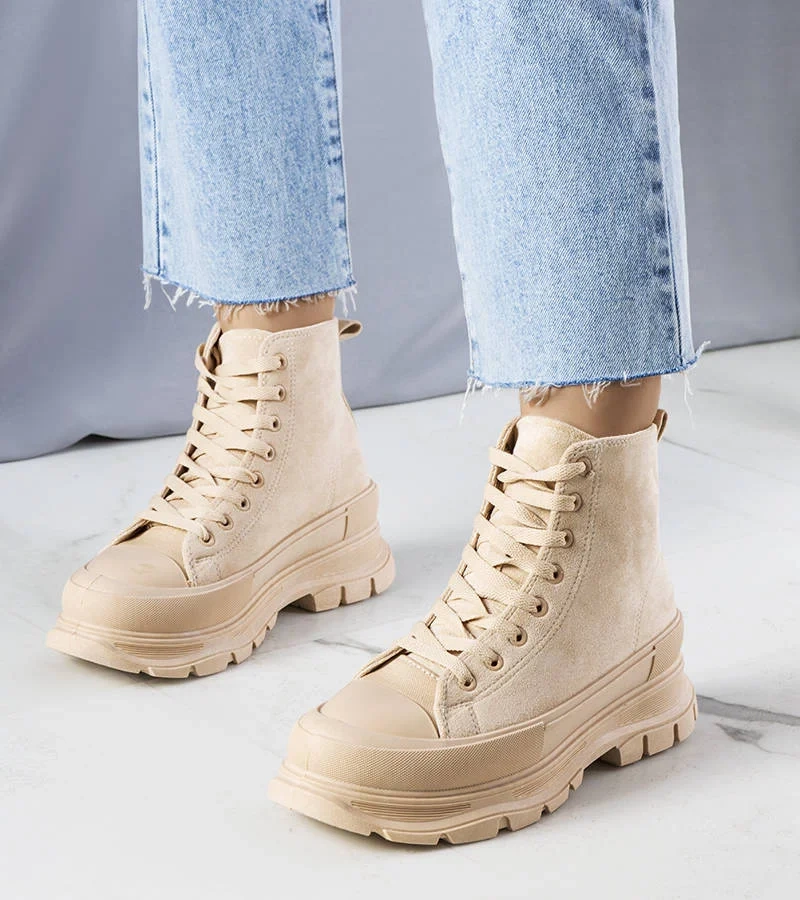 Béžové tenisky na vysoké platformě Gertrude