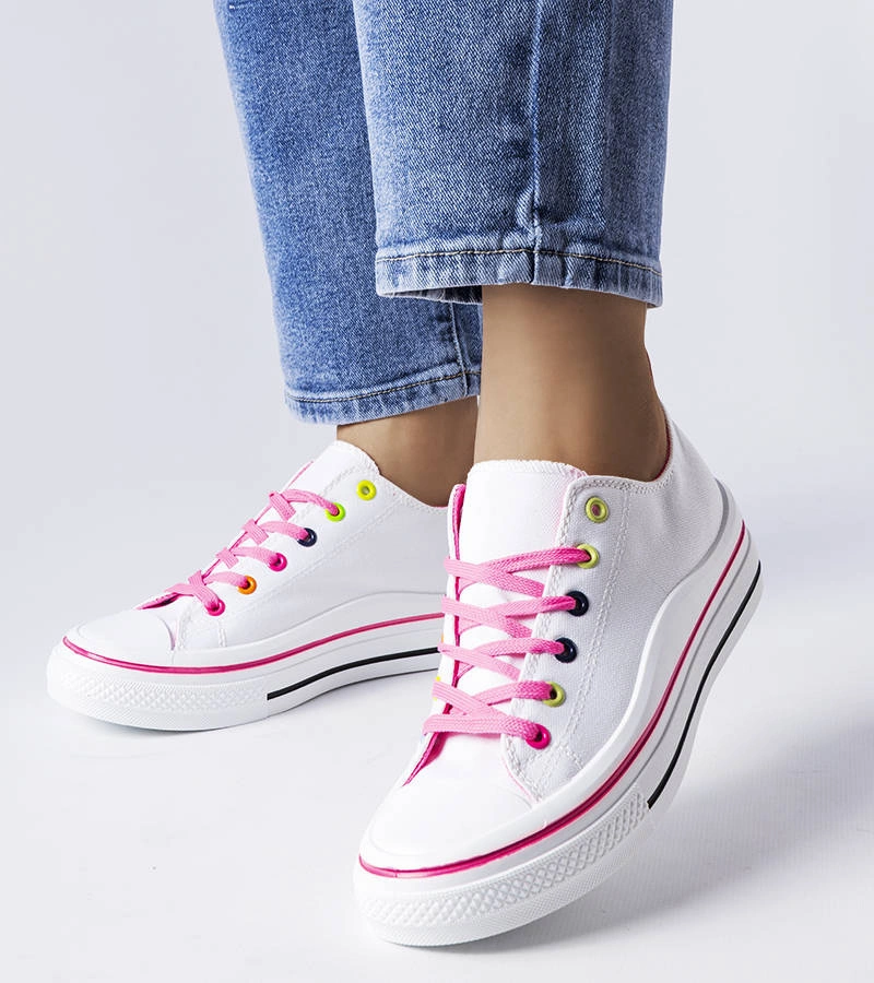 Bílé a růžové tenisky na platformě Bois