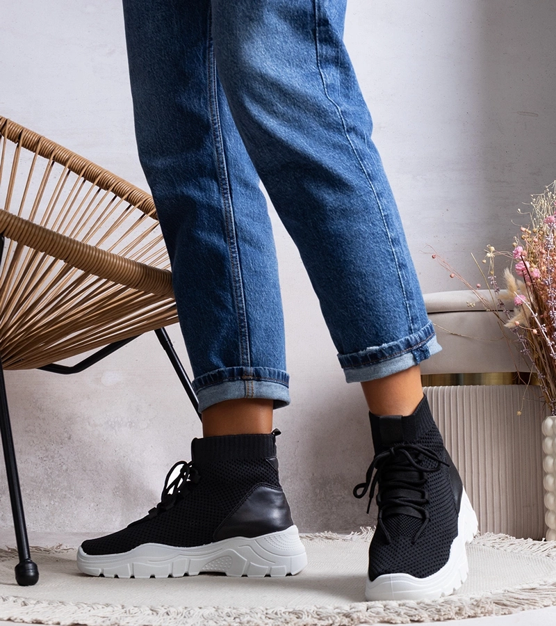 Černé ponožkové tenisky Frahm