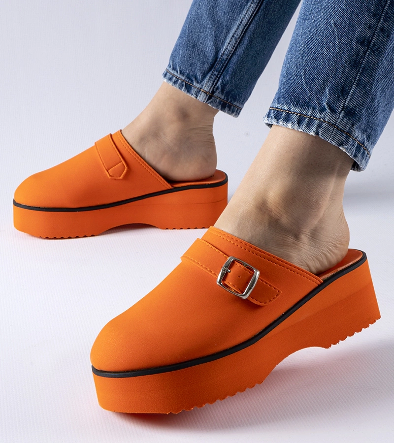 Žabky na vysokém podpatku 90-1691 ORANGE