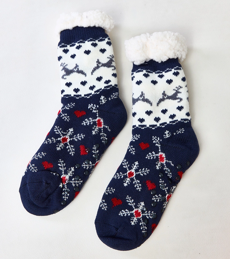 Námořnicky modré a bílé ponožky s ovčí kůží Grondi