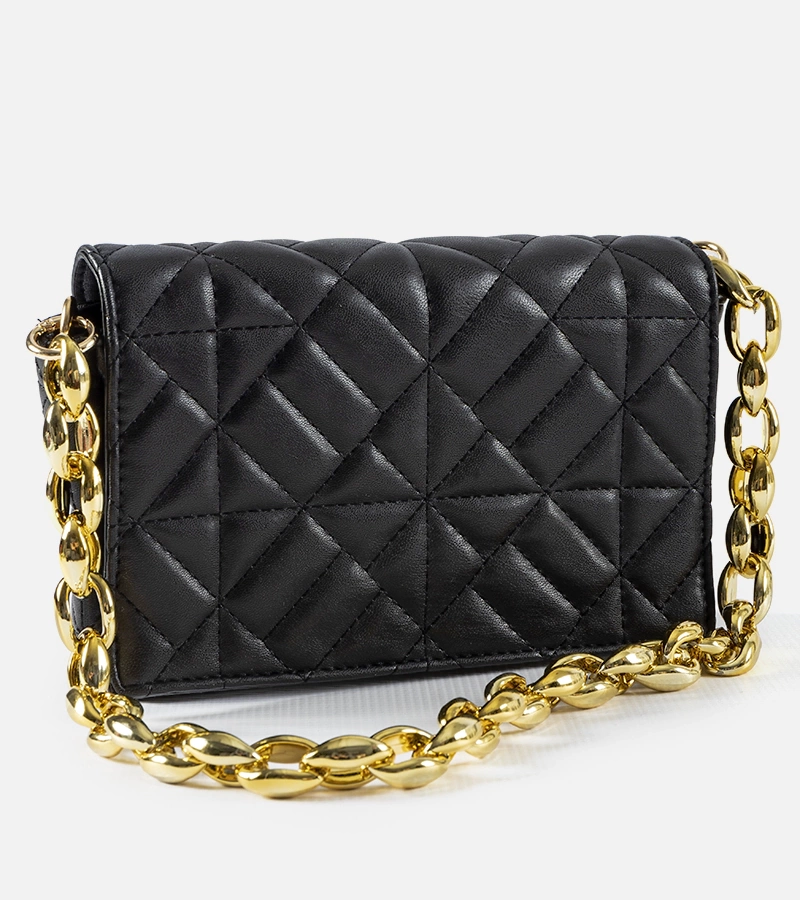 Černá prošívaná kabelka na rameno Bergama