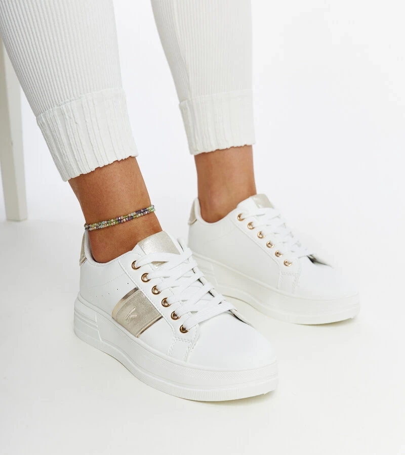 Bílo-zlaté tenisky na tlustší podrážce Finestra