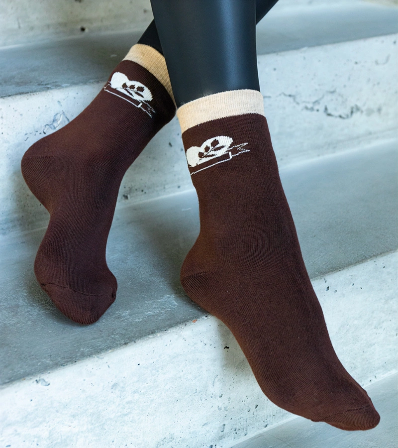 Hnědé teplé ponožky Sella