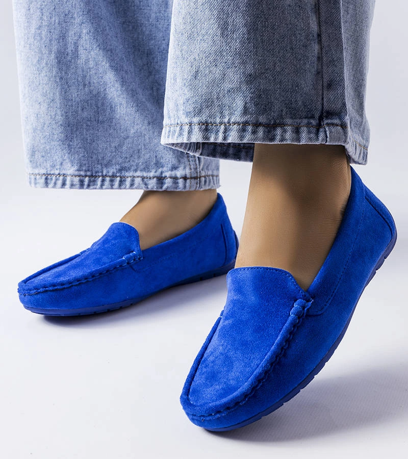 Modré mokasíny s koženou stélkou Souplet