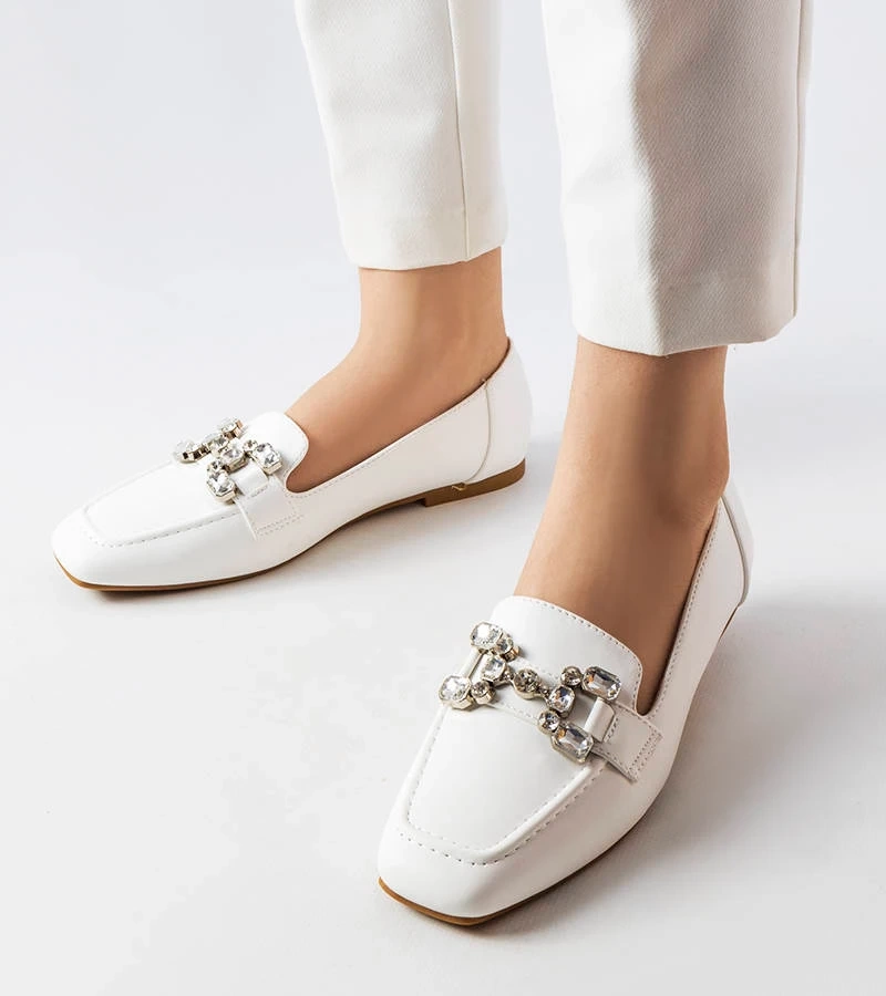 Bílé mokasíny se zirkony Marechal