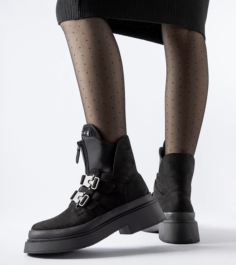 Černé platformové botky Glen