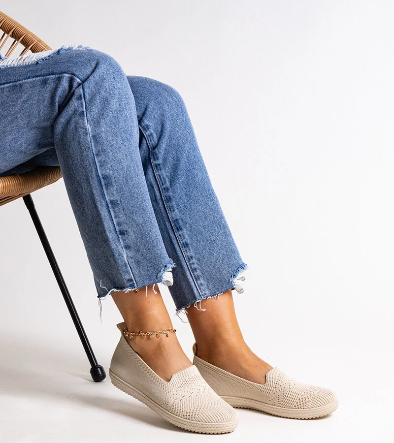 Bežové nasouvací látkové tenisky Shadhi