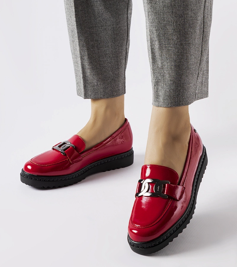 Červené lakované mokasíny Vinceza