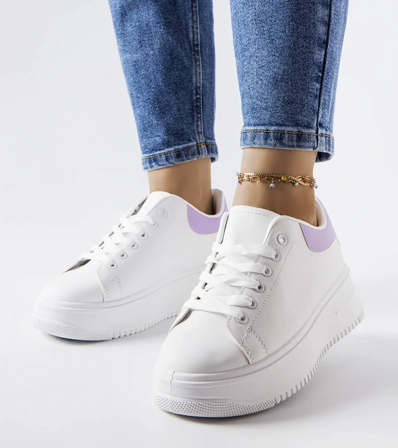 Bílé a fialové tenisky na platformě od Holante