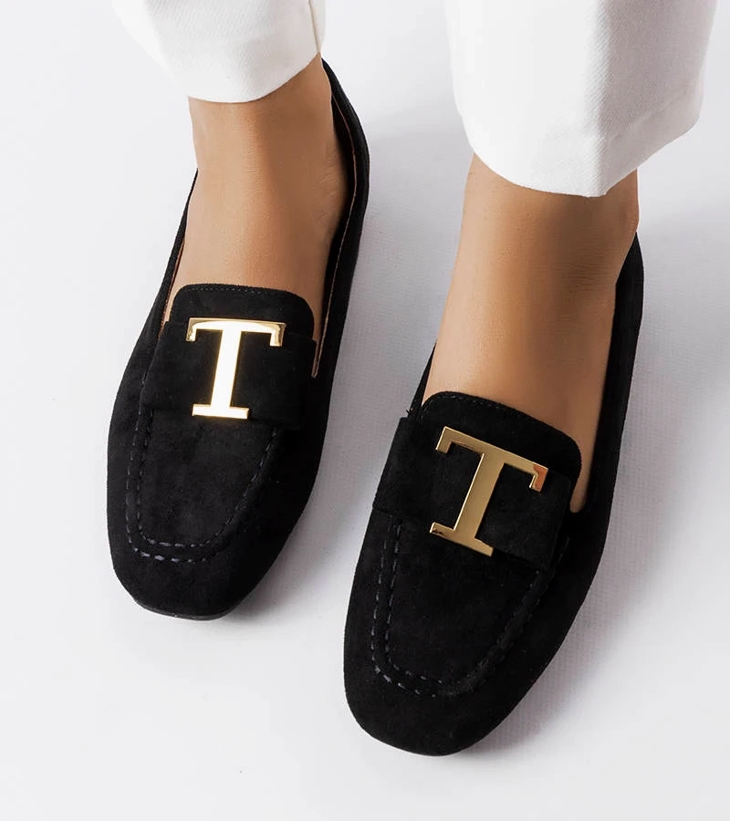 Černé ažurové kožené polobotky Jazzar