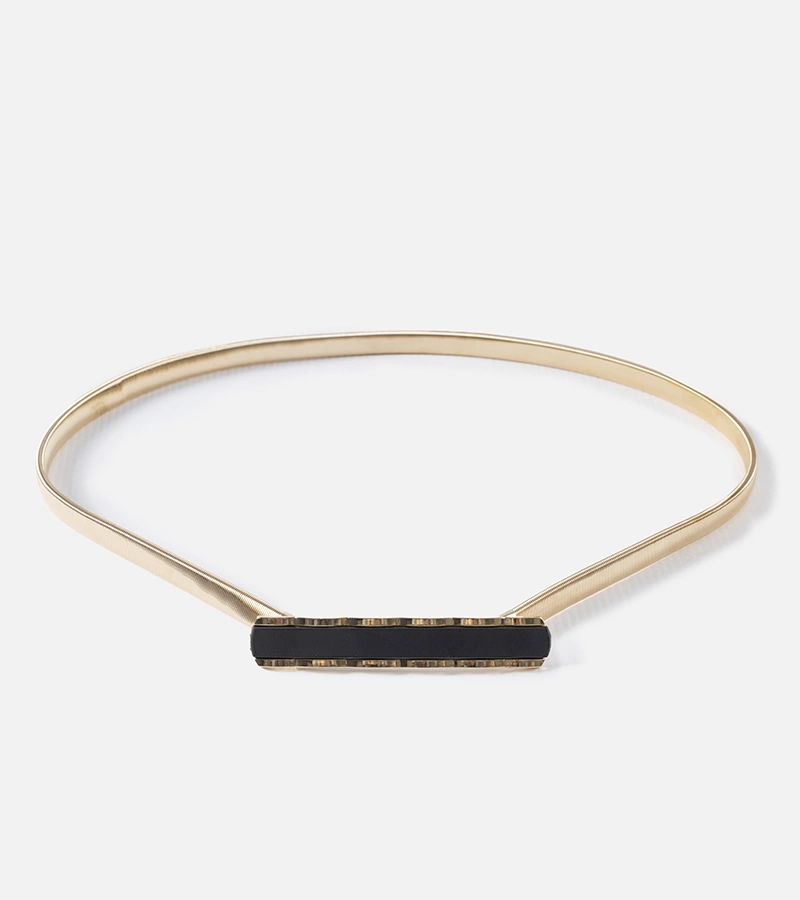 Zlatý elastický pásek s černou sponou Morig