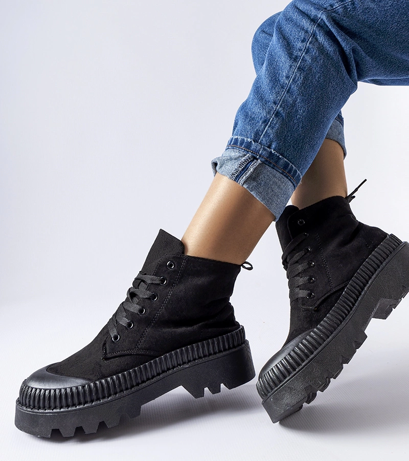 Černé vysoké tenisky z ekologického semiše Aida