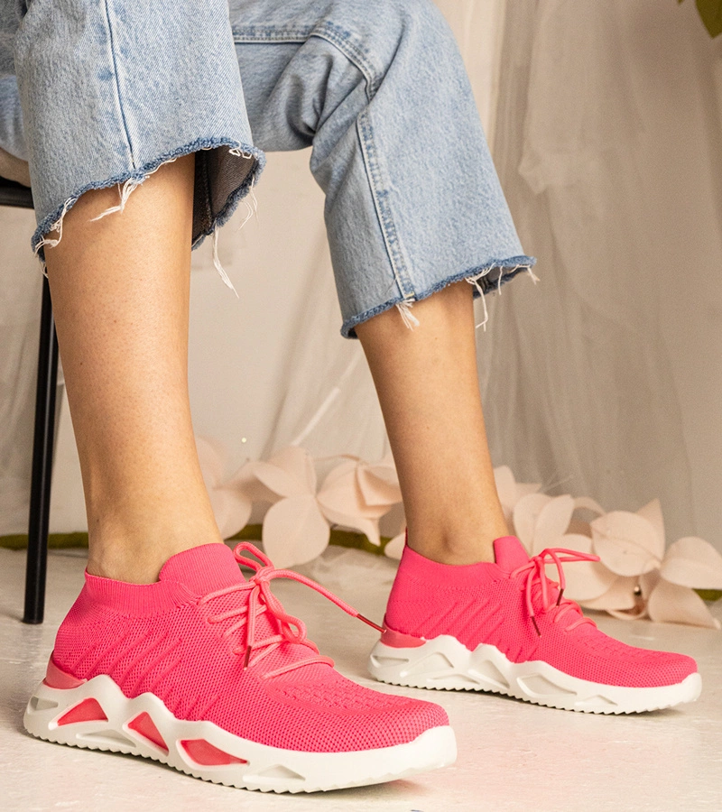 Růžové dámské tenisky s ponožkovým svrškem Miyana