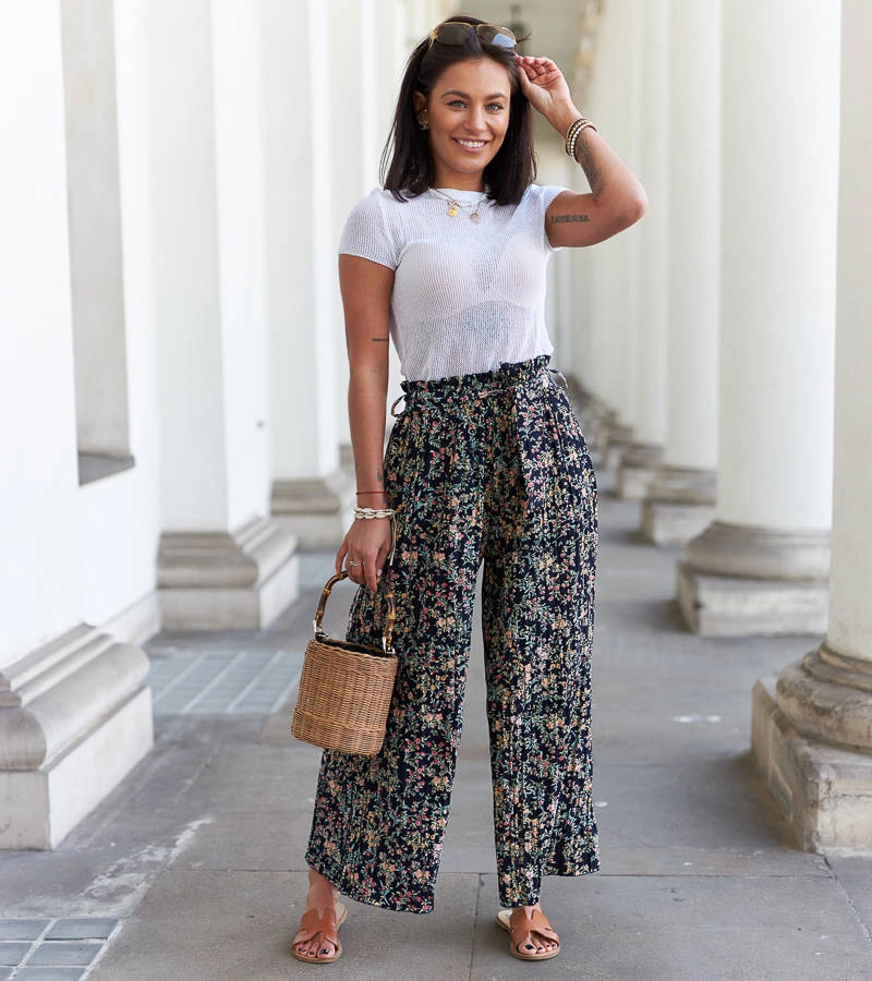 Dámské tmavě modré široké plisované kalhoty Asida