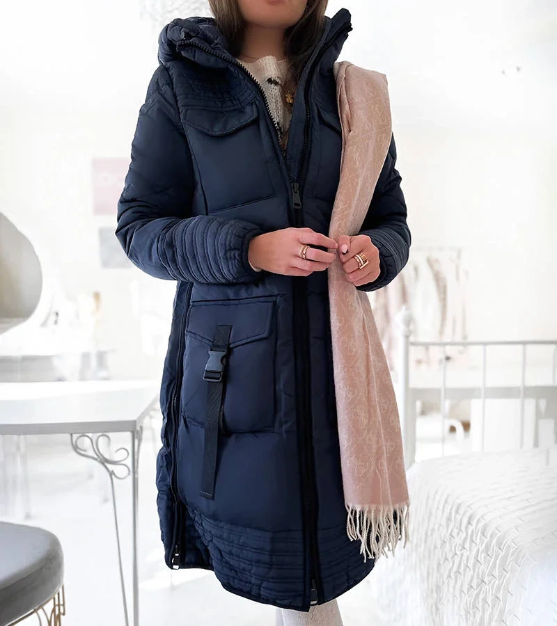 Tmavě modrý prošívaný kabát Averie