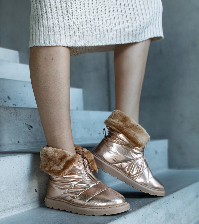 Zlaté zateplené sněhule s límcem Edidda.