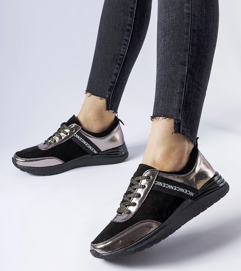 Černě šedé kožené tenisky Castelfidardo