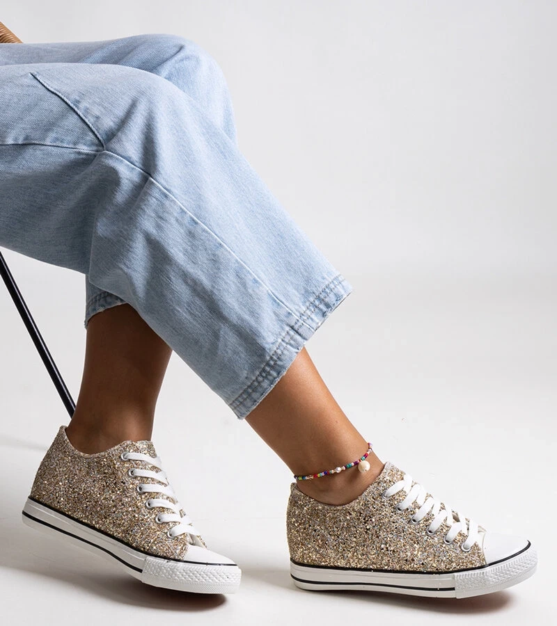 Zlaté třpytivé vysoké tenisky Jadwa