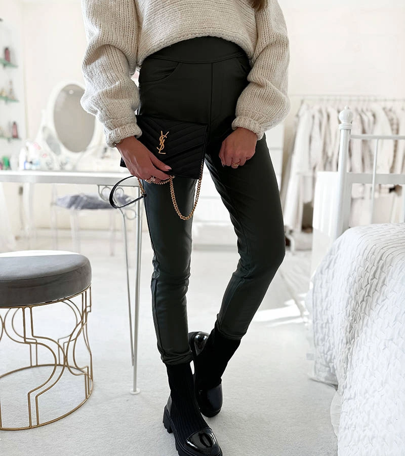 Zelené zateplené legíny Djor