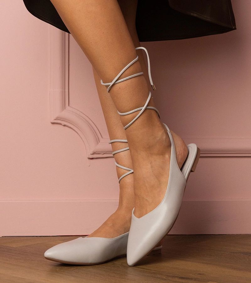 Šedé baleríny na plochém podpatku z ekokůže Terry