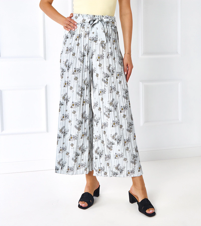 Šedé široké plisované kalhoty Manlio