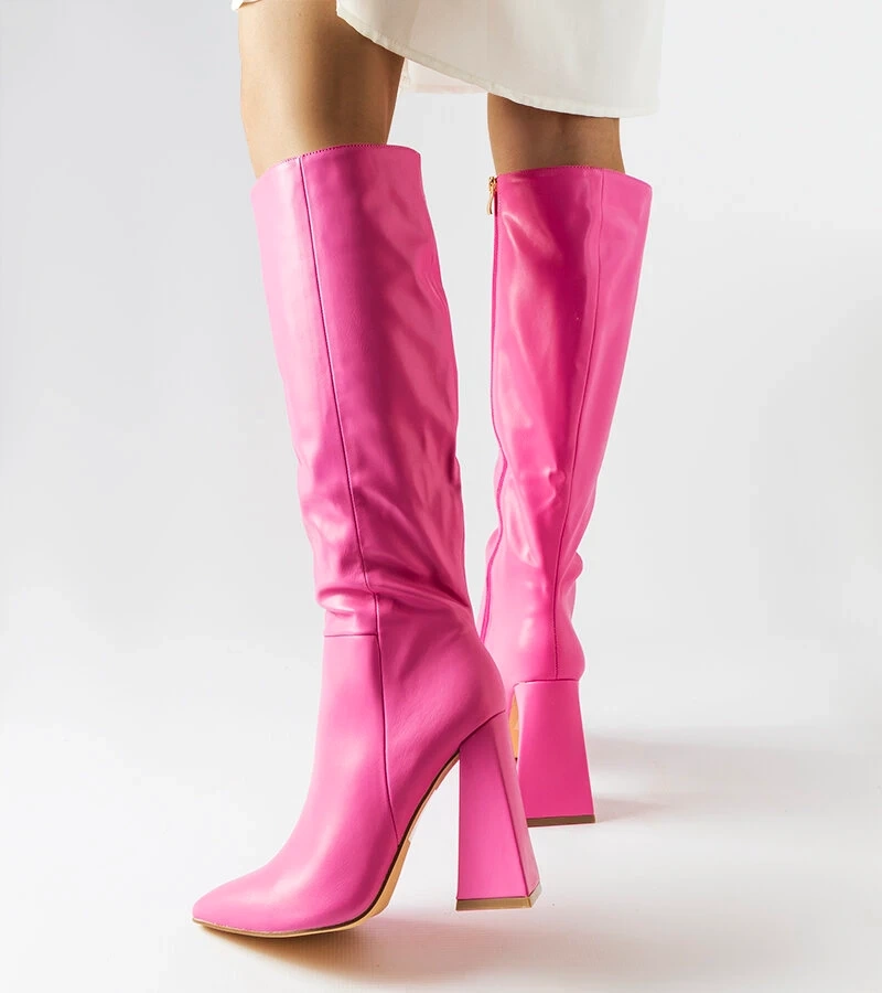 Růžové boty Medicina na jehlovém podpatku