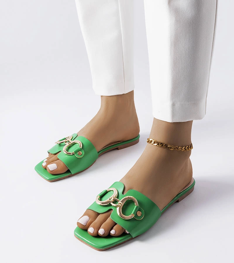 Zelené elegantní žabky s řetízkem Corbin