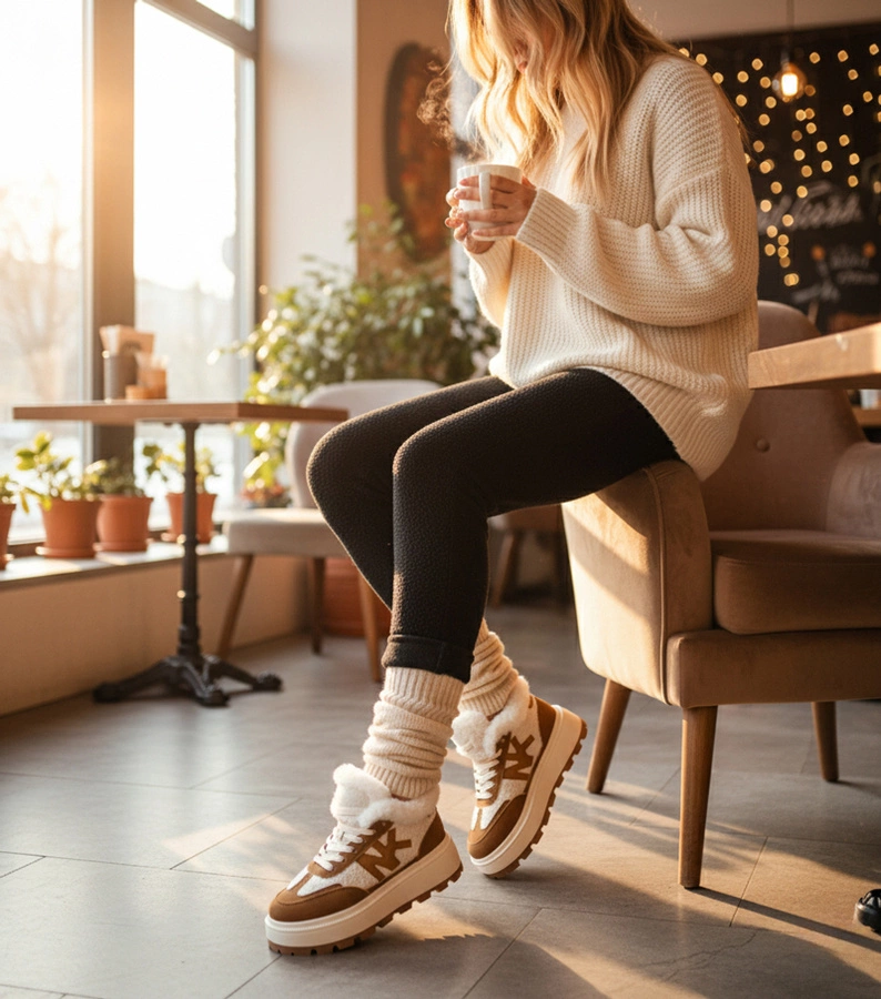 Hnědé zateplené tenisky s kožíškem Nicha