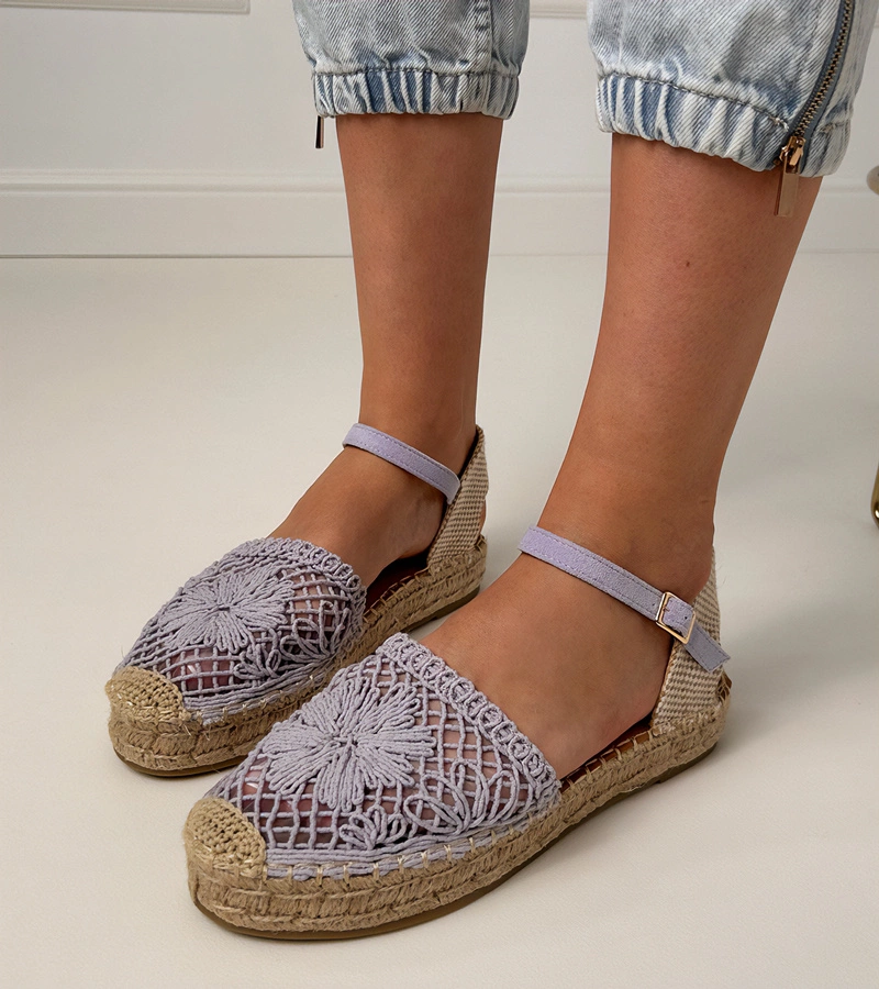 Fialové sandály espadrilky ažurové Santos