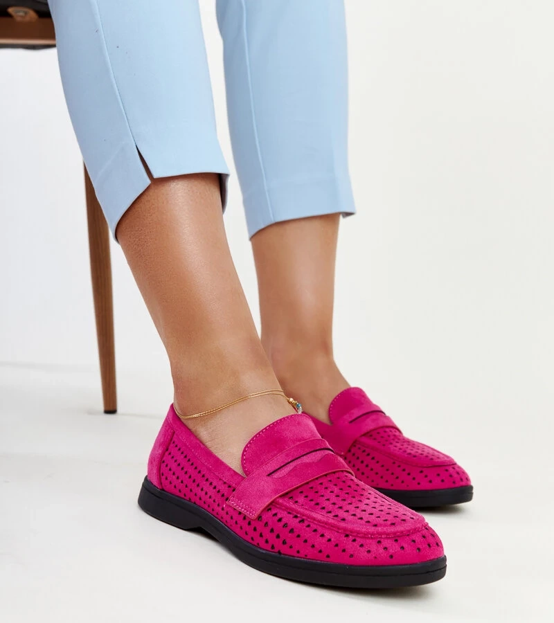 Tmavě růžové semišové mokasíny Vinceza