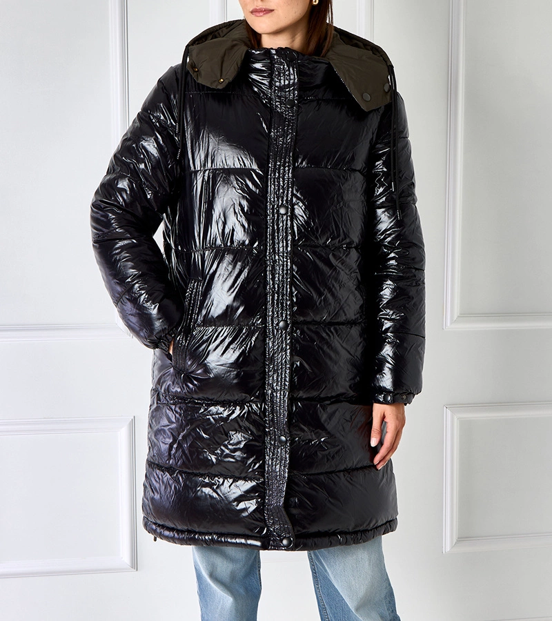 Černě zelená oboustranná dlouhá bunda Cesario