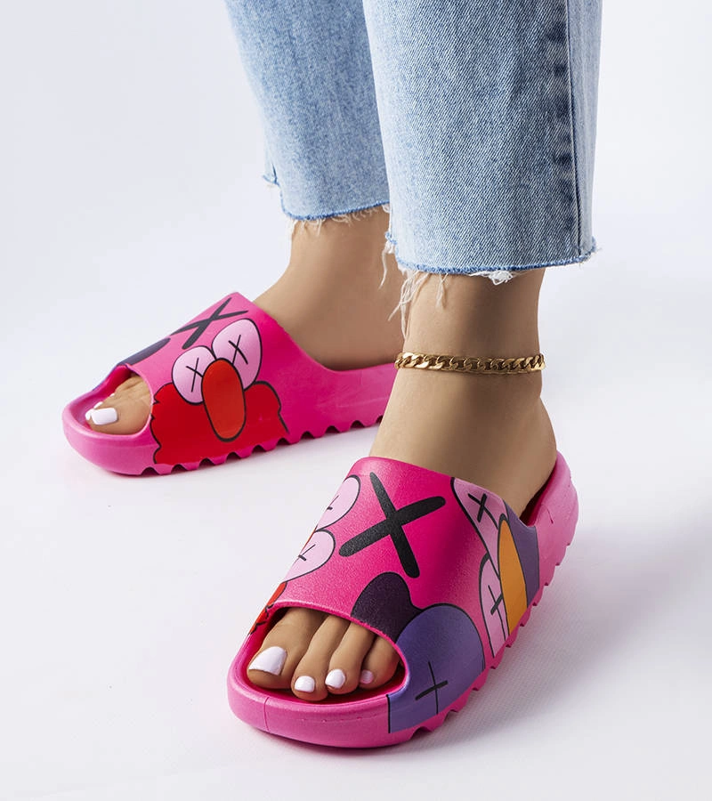 Tmavě růžové žabky s potiskem Lindale