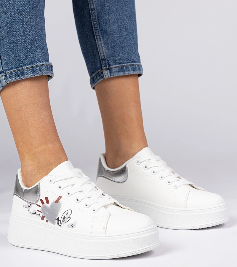 Bílo-stříbrné tenisky sportovní dámské Zelinda