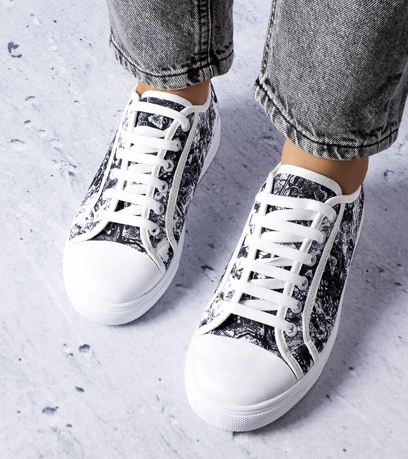 Černobílé látkové tenisky Aucoin