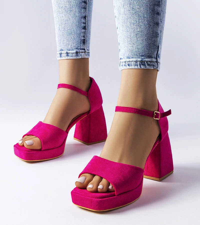 Růžové módní sandály na podpatku Vinceza