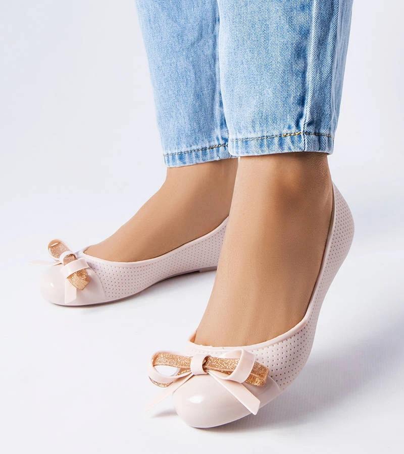 Béžové baleríny zdobené mašlí Harlingen