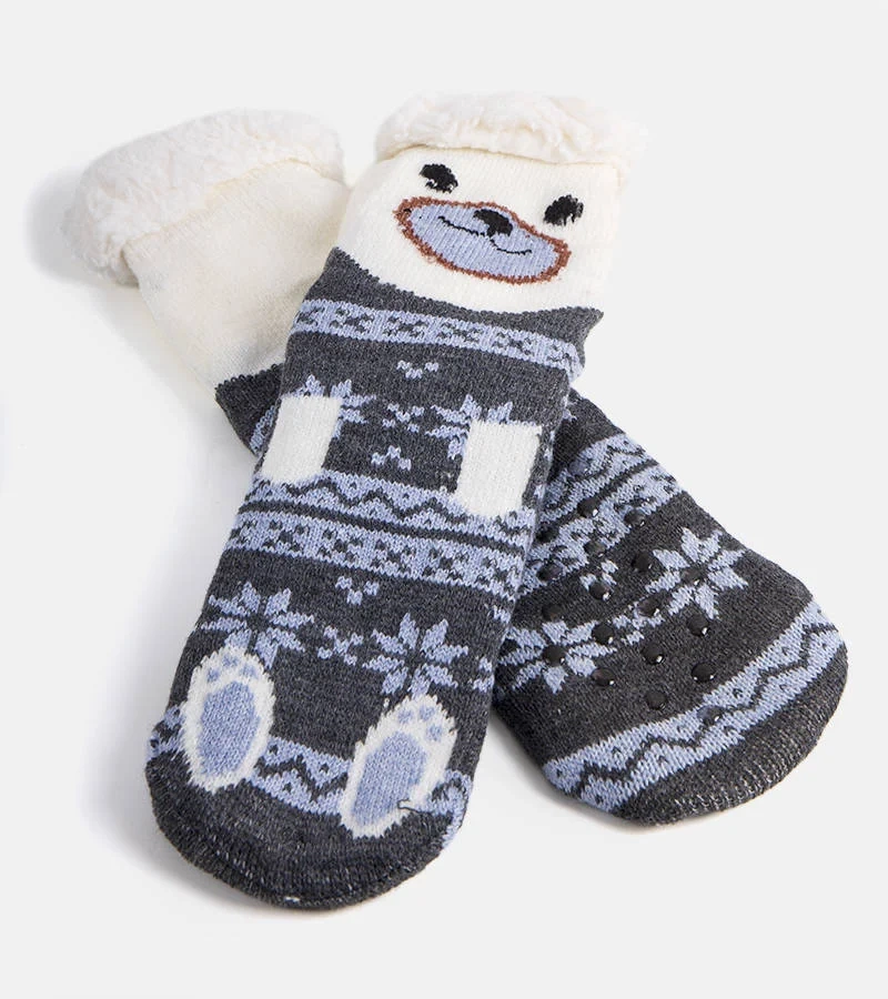 Šedé ponožky z ovčí kůže Lotis