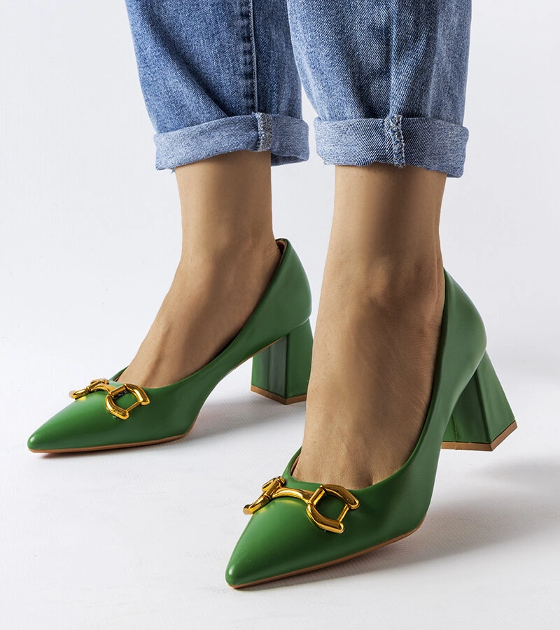 Zelené lodičky na jehlovém podpatku Toscani