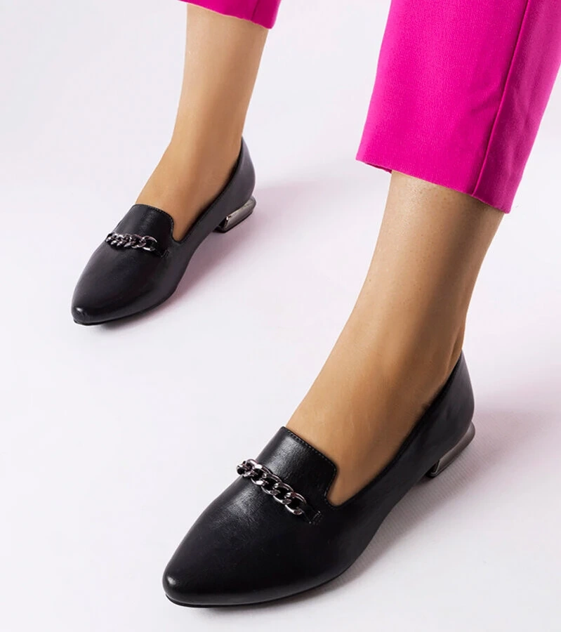 Černé baleríny Lovato s koženou stélkou